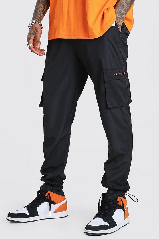 Boohoo Official MAN Shell Cargo Joggers With Bungee Cuff | Speak4urself